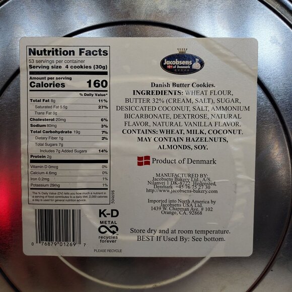 Jacobsen's Danish Bakery Butter Cookies Collectible Tin Empty Product of Denmark - Picture 7 of 12